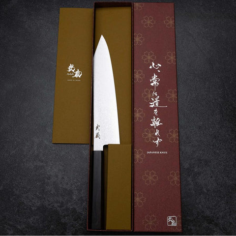 Kiritsuke VG-10 Damascus Ebony Handle 210mm-[Musashi]-[Japanese-Kitchen-Knives]