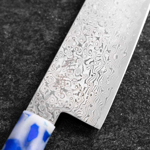 Kiritsuke VG-10 Damascus Ocean Blue-White Mix Handle 210mm (8.3”)-[Musashi]-[Japanese-Kitchen-Knives]