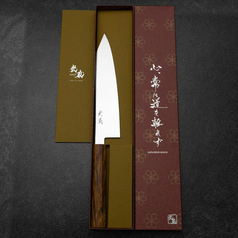 Kiritsuke VG-10 Damascus Yellow Birch Handle 210mm-[Musashi]-[Japanese-Kitchen-Knives]