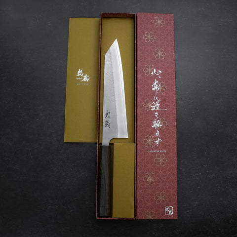 Kiritsuke White Steel #2 Nashiji Ashwood Handle 210mm-[Musashi]-[Japanese-Kitchen-Knives]
