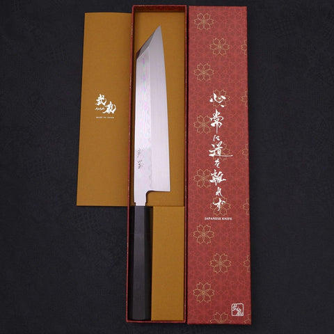 Kiritsuke White Steel #2 Mirror Finish Honyaki Buffalo Ebony Handle 240mm-[Musashi]-[Japanese-Kitchen-Knives]
