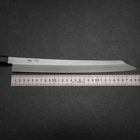 Kiritsuke Yanagiba Silver Steel #3 Kasumi Buffalo Ebony Handle 300mm (Sori)-[Musashi]-[Japanese-Kitchen-Knives]