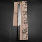 Kiritsuke Yanagiba Silver Steel #3 Kasumi Buffalo Ebony Handle 300mm (Sori)-[Musashi]-[Japanese-Kitchen-Knives]