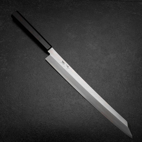 Kiritsuke Yanagiba Silver Steel #3 Kasumi Buffalo Ebony Handle 300mm (Sori)-[Musashi]-[Japanese-Kitchen-Knives]