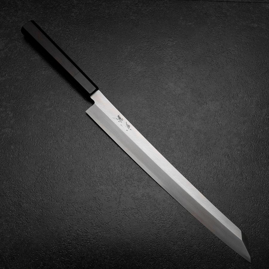 Kiritsuke Yanagiba Silver Steel #3 Kasumi Buffalo Ebony Handle 300mm (Sori)-[Musashi]-[Japanese-Kitchen-Knives]