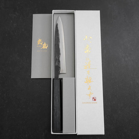 Koyanagi Blue Steel #1 Kurouchi Dark Blue Urushi Handle 150mm-[Musashi]-[Japanese-Kitchen-Knives]