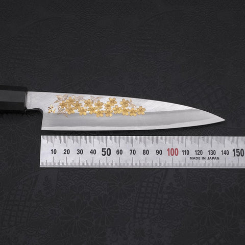 Koyanagi White Steel #2 Kasumi Chokin Sakura Buffalo Ebony Handle 135mm (5.3”)-[Musashi]-[Japanese-Kitchen-Knives]