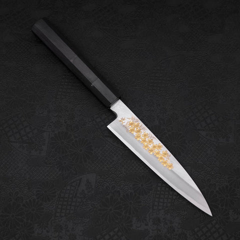 Koyanagi White Steel #2 Kasumi Chokin Sakura Buffalo Ebony Handle 135mm (5.3”)-[Musashi]-[Japanese-Kitchen-Knives]