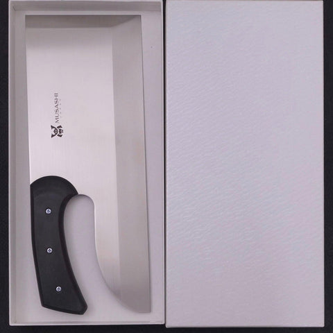 Menkiri (Noodle Knife) Molybdenum Polished Black Cherry Handle 330mm-[Musashi]-[Japanese-Kitchen-Knives]