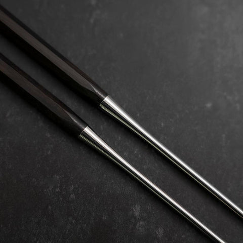 Moribashi Chopsticks Stainless Ebony Handle 150mm with Ebony Sheath and Storage Pouch (5.9”)-[Musashi]-[Japanese-Kitchen-Knives]