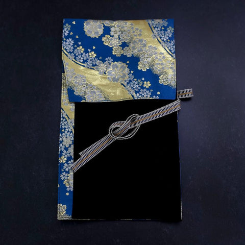 Musashi Japanese Style Kitchen Knife Roll Blue-Golden Sakura River 1 Pockets Handmade-[Musashi]-[Japanese-Kitchen-Knives]