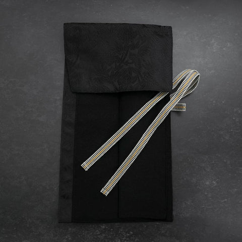 Musashi Japanese Style Kitchen Knife Roll Phoenix Black 1 Pocket Handmade-[Musashi]-[Japanese-Kitchen-Knives]