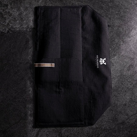 Musashi Japanese Style Kitchen Knife Roll Phoenix Black 2 Pockets Handmade-[Musashi]-[Japanese-Kitchen-Knives]