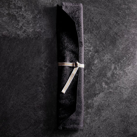 Musashi Japanese Style Kitchen Knife Roll Phoenix Black 2 Pockets Handmade-[Musashi]-[Japanese-Kitchen-Knives]
