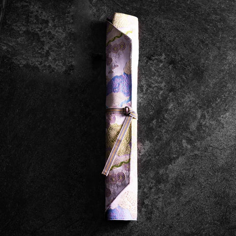 Musashi Japanese Style Kitchen Knife Roll Yamagata Kikkamon - Pink 2 Pockets Handmade-[Musashi]-[Japanese-Kitchen-Knives]