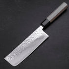 Nakiri AUS-10 Mirror Tsuchime Damascus Buffalo Magnolia Handle 165mm-[Musashi]-[Japanese-Kitchen-Knives]