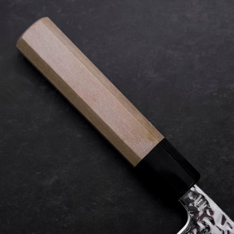 Nakiri AUS-10 Mirror Tsuchime Damascus Buffalo Magnolia Handle 165mm-[Musashi]-[Japanese-Kitchen-Knives]