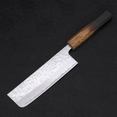 Nakiri AUS-10 Mirror Tsuchime Damascus Yaki Urushi Handle 165mm-[Musashi]-[Japanese-Kitchen-Knives]