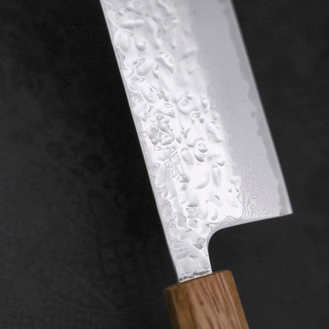 Nakiri AUS-10 Mirror Tsuchime Damascus Yaki Urushi Handle 165mm-[Musashi]-[Japanese-Kitchen-Knives]