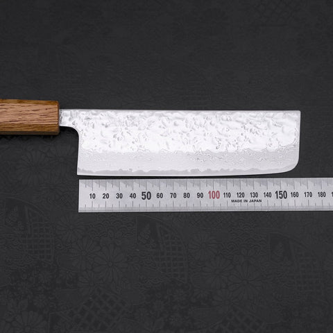 Nakiri AUS-10 Mirror Tsuchime Damascus Yaki Urushi Handle 165mm-[Musashi]-[Japanese-Kitchen-Knives]