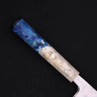 Nakiri AUS-10 Nashiji Damascus Ocean White Blue Handle 165mm-[Musashi]-[Japanese-Kitchen-Knives]