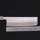 Nakiri AUS-10 Nashiji Damascus Ocean White Blue Handle 165mm-[Musashi]-[Japanese-Kitchen-Knives]