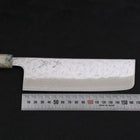 Nakiri AUS-10 Nashiji Damascus Ocean White Mix Handle 165mm-[Musashi]-[Japanese-Kitchen-Knives]
