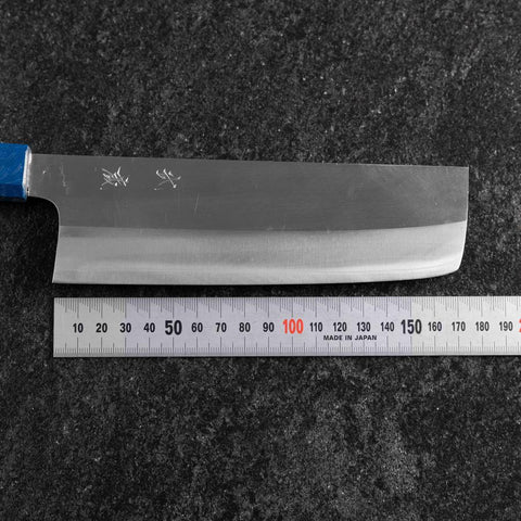 Nakiri AUS-10 Polished Blue Urushi Handle 170mm (6.7”)-[Musashi]-[Japanese-Kitchen-Knives]