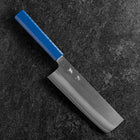 Nakiri AUS-10 Polished Blue Urushi Handle 170mm (6.7”)-[Musashi]-[Japanese-Kitchen-Knives]
