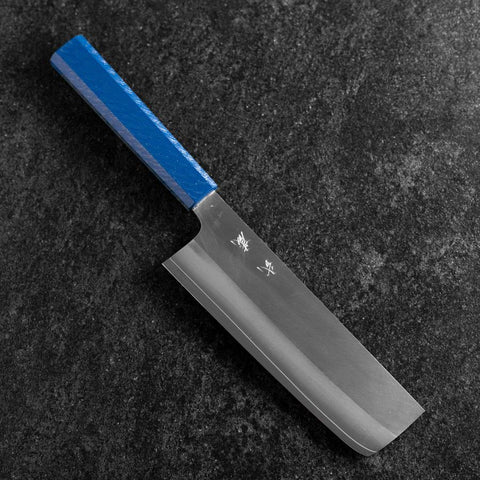 Nakiri AUS-10 Polished Blue Urushi Handle 170mm (6.7”)-[Musashi]-[Japanese-Kitchen-Knives]