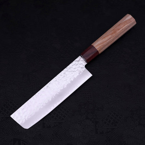 Nakiri AUS-10 Tsuchime Damascus Cherry Wood Handle 165mm-[Musashi]-[Japanese-Kitchen-Knives]