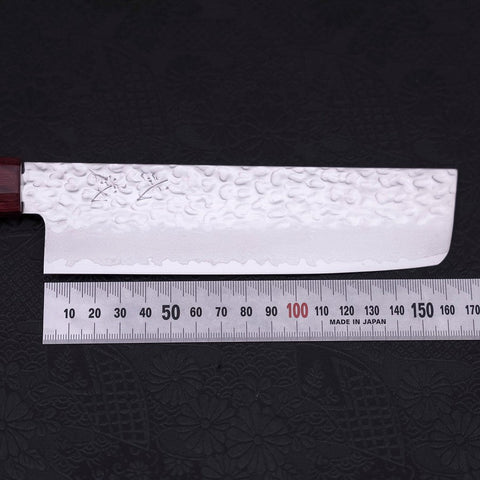 Nakiri AUS-10 Tsuchime Damascus Cherry Wood Handle 165mm-[Musashi]-[Japanese-Kitchen-Knives]