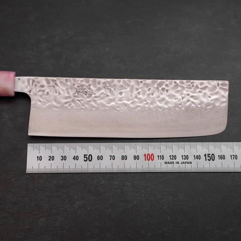 Nakiri AUS-10 Tsuchime Damascus Ocean Sakura Handle 165mm-[Musashi]-[Japanese-Kitchen-Knives]