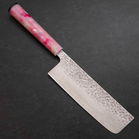 Nakiri AUS-10 Tsuchime Damascus Ocean Sakura Handle 165mm-[Musashi]-[Japanese-Kitchen-Knives]