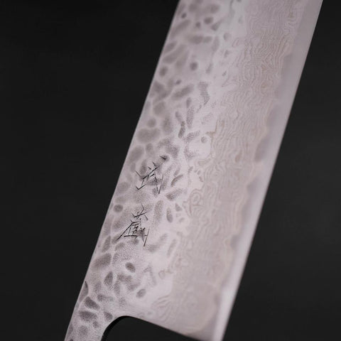 Nakiri AUS-10 Tsuchime Damascus Yaki Urushi Handle 165mm-[Musashi]-[Japanese-Kitchen-Knives]