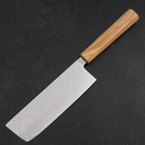 Nakiri AUS-8 Nashiji Olive Handle 165mm-[Musashi]-[Japanese-Kitchen-Knives]