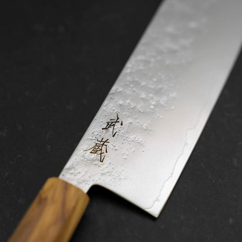 Nakiri AUS-8 Nashiji Olive Handle 165mm-[Musashi]-[Japanese-Kitchen-Knives]