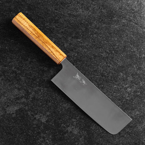 Nakiri AUS-8 Polished Oak Handle 165mm (6.5”)-[Musashi]-[Japanese-Kitchen-Knives]