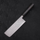Nakiri Blue Steel #2 Damascus Buffalo Ebony Handle 165mm (6.5”)-[Musashi]-[Japanese-Kitchen-Knives]