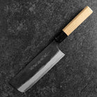 Nakiri Blue Steel #2 Kurouchi Damascus Buffalo Magnolia Handle 165mm (6.5”)-[Musashi]-[Japanese-Kitchen-Knives]