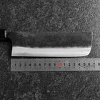 Nakiri Blue Steel #2 Kurouchi Damascus Buffalo Magnolia Handle 165mm (6.5”)-[Musashi]-[Japanese-Kitchen-Knives]