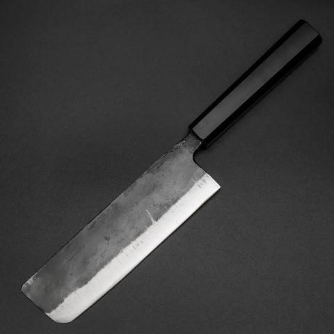 Nakiri Blue Steel #2 Kurouchi Ebony Handle 165mm (6.7”)-[Musashi]-[Japanese-Kitchen-Knives]