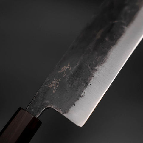 Nakiri Blue Steel #2 Kurouchi Ebony Handle 170mm (6.7”)-[Musashi]-[Japanese-Kitchen-Knives]