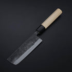 Nakiri Blue Steel #2 Kurouchi Hinoki Handle 135mm (5.3”)-[Musashi]-[Japanese-Kitchen-Knives]