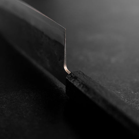 Nakiri Blue Steel #2 Stainless Clad Nashiji Black Ishime Handle 165mm (6.5”)-[Musashi]-[Japanese-Kitchen-Knives]