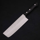 Nakiri Blue Steel #2 Tsuchime Stainless Clad Western Purple Handle 165mm (6.5”)-[Musashi]-[Japanese-Kitchen-Knives]