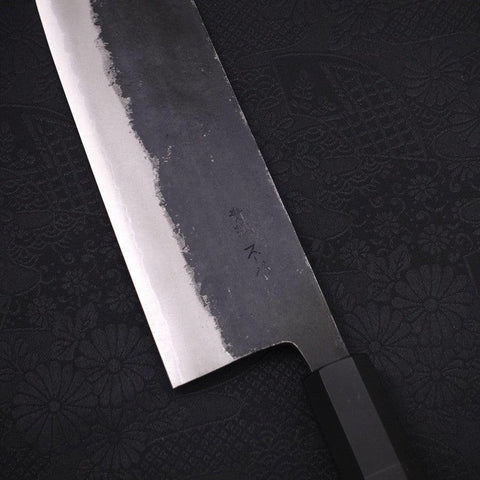 Nakiri Blue Super Kurouchi Buffalo Ebony Handle 165mm-[Musashi]-[Japanese-Kitchen-Knives]