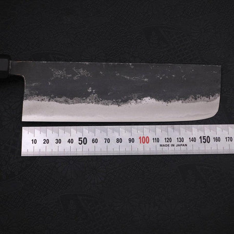 Nakiri Blue Super Kurouchi Buffalo Ebony Handle 165mm-[Musashi]-[Japanese-Kitchen-Knives]