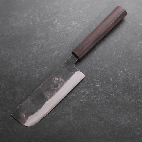 Nakiri Blue Steel #2 Kurouchi Ebony Handle 120mm-[Musashi]-[Japanese-Kitchen-Knives]