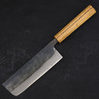 Nakiri Blue Steel #2 Kurouchi Oak Handle 165mm-[Musashi]-[Japanese-Kitchen-Knives]